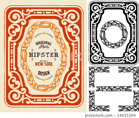 Retro card with design elements. Organized by layers. 14935304