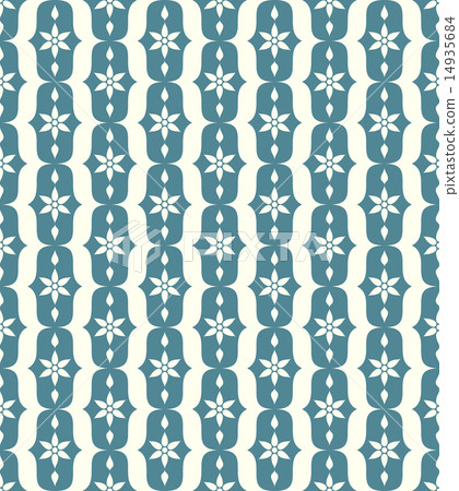 Blue Classic Flower and Lobe Seamless Pattern 14935684