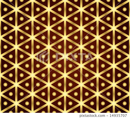 Gold Vintage Hexagon and Circle Pattern on Pastel 14935707