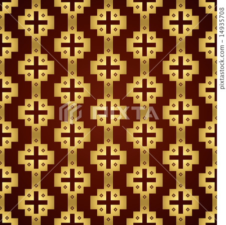 Gold Vintage Plus Symbol and Flower Pattern 14935708