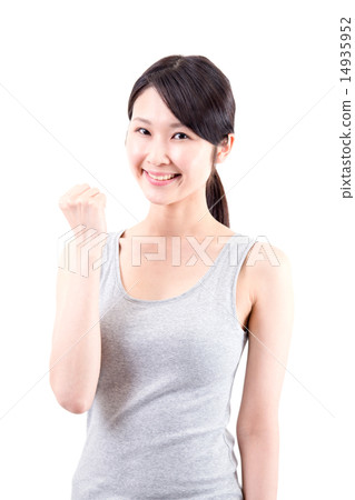 微笑婦女的女孩擺在 微笑婦女的女孩擺在 14935952