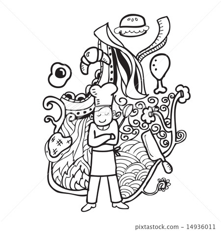 Chef and food doodle Chef and food doodle 14936011