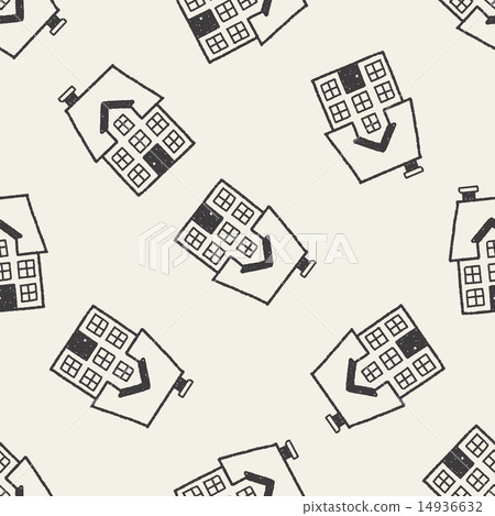 doodle house seamless pattern background 14936632