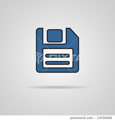 a blue vector icon with diskette inside 14936886