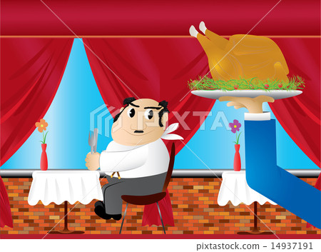 funny hungry fat man waiting for some chicken funny hungry fat man waiting for some chicken 14937191