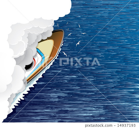 Sailing ship and white smoke 14937193