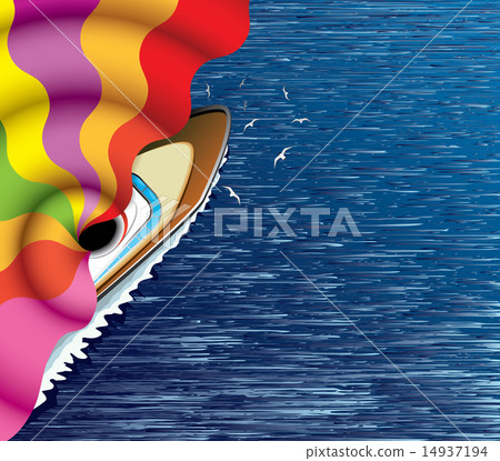 Sailing ship and abstract motley smoke 14937194