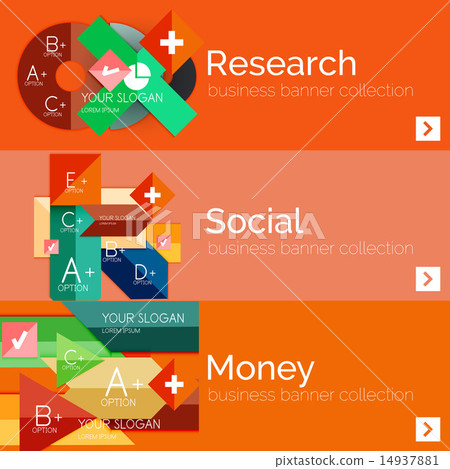 Flat design paper infographic banner set 14937881