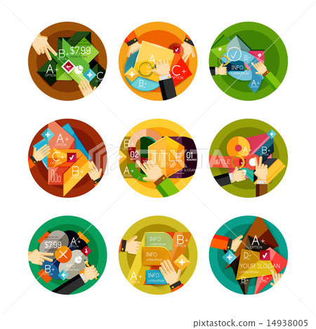 Set of option presentation labels, flat design web infographic boxes Set of option presentation labels, flat design web infographic boxes 14938005