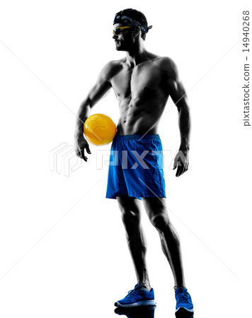 man playing beach volley silhouette 14940268