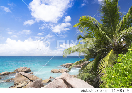 White coral sand on tropical beach. 14940539