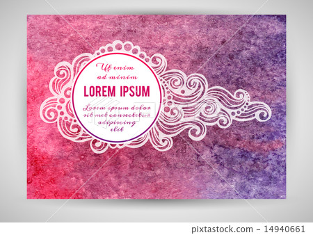 Watercolor background with decorative elements and place for your text. 14940661