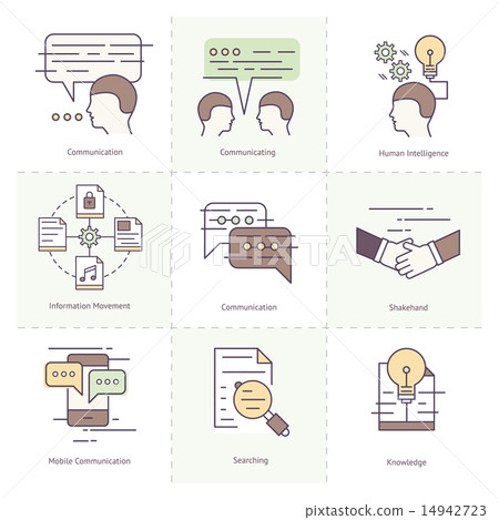Flat Line icon Set of Communication Concept - Stock Illustration ...