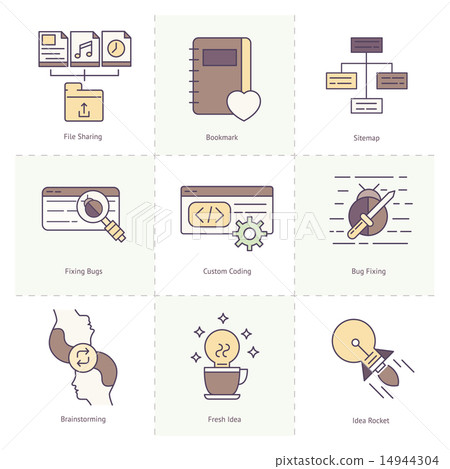 Flat Line icon Set of Concept icon Flat Line icon Set of Concept icon 14944304