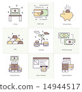 Flat Line icon Set of Money and Banking Concept 14944517