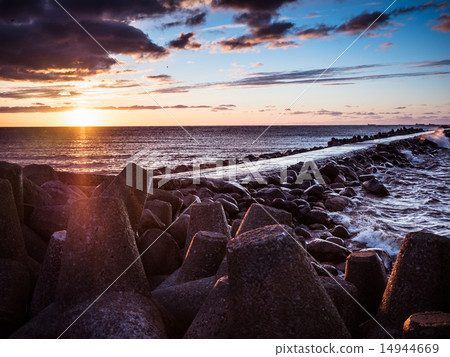 Sunset on the coast of Riga Gulf 14944669