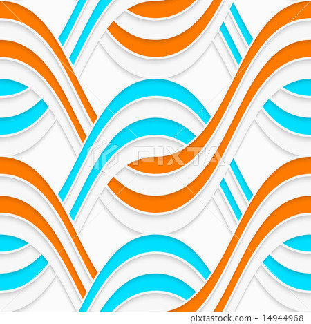 White embossed interlocking waves with blue  14944968