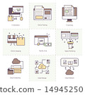 Flat Line icon Set of Online Service Concept  14945250