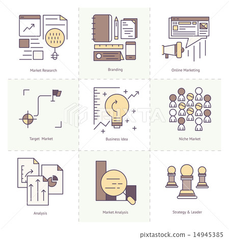 Flat Line icon Set of Marketing / Business Concept 14945385