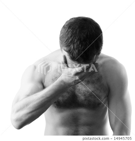 Sad muscular young naked man isolated on white Sad muscular young naked man isolated on white 14945705