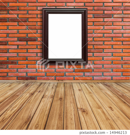 Frame photo on red brick wall and wood Frame photo on red brick wall and wood 14946213