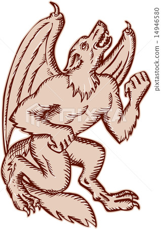 Kludde Black Dog Howling Etching 14946580