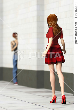 Stalker image Ambush 3DCG illustration material with depth of field Stalker image Ambush 3DCG illustration material with depth of field 14946618