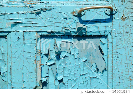 part of cracked old painted blue door 14951924