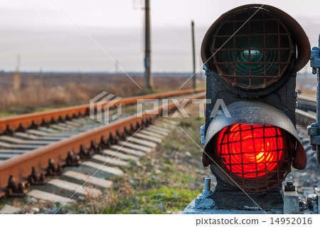 railroad track and stop light railroad track and stop light 14952016