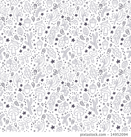Autumn doodles outlined seamless pattern 14952094