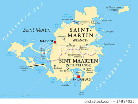 Saint Martin Island Political Map 14954025