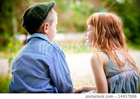 Little boy and girl on nature Little boy and girl on nature 14957806