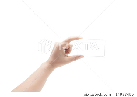 blank cards in a hand isolated on white background 14958490