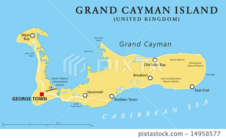 George Town Cayman Islands Map Grand Cayman Island Political Map - Stock Illustration [14958577] - Pixta