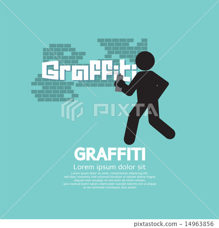 Graphic Symbol Of A Man Spraying Graffiti On Wall Graphic Symbol Of A Man Spraying Graffiti On Wall 14963856
