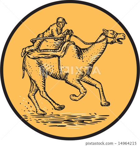 Jockey Camel Racing Circle Etching Jockey Camel Racing Circle Etching 14964215