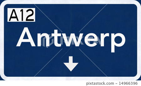 Antwerp Belgium Highway Road Sign 14966396