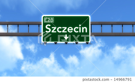 Szczecin Poland Highway Road Sign Szczecin Poland Highway Road Sign 14966791