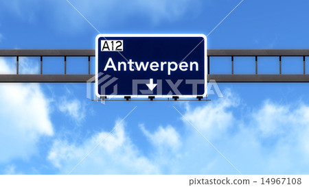 Antwerpen Belgium Highway Road Sign 14967108