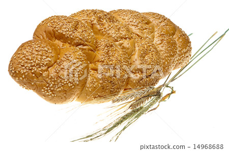 Wheat and bread on white background Wheat and bread on white background 14968688