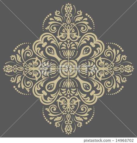 Damask Vector Pattern. Orient Golden Background 14968702