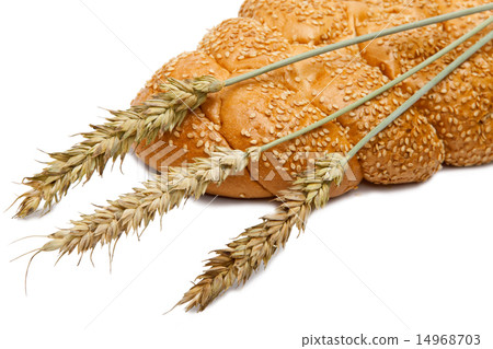 Wheat and bread on white background Wheat and bread on white background 14968703