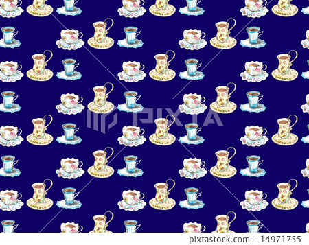 咖啡，咖啡杯，杯，咖啡廳，水彩，手繪，可愛，模式，餐具，早上，美麗， 14971755