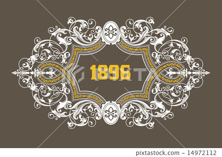 Retro card design with floral details. Organized by layers. 14972112