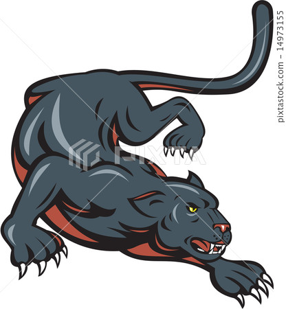 Black Panther Crouching Cartoon - Stock Illustration [14973155] - PIXTA