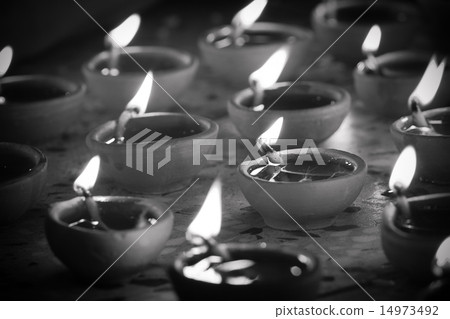 traditional indian lamp in black and white 14973492