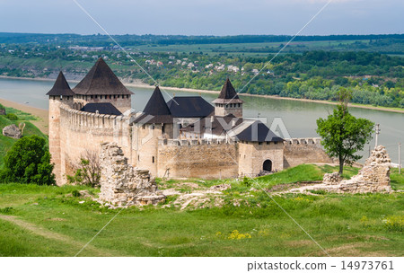 Khotyn castle on Dniester riverside. Ukraine 14973761