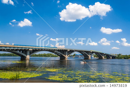 View of Metro Bridge over Dnieper in Kyiv, Ukraine View of Metro Bridge over Dnieper in Kyiv, Ukraine 14973819