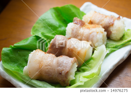 meat wrapped rice ball  14976275