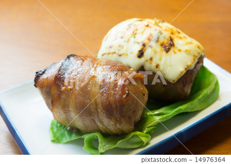 meat wrapped rice ball meat wrapped rice ball 14976364